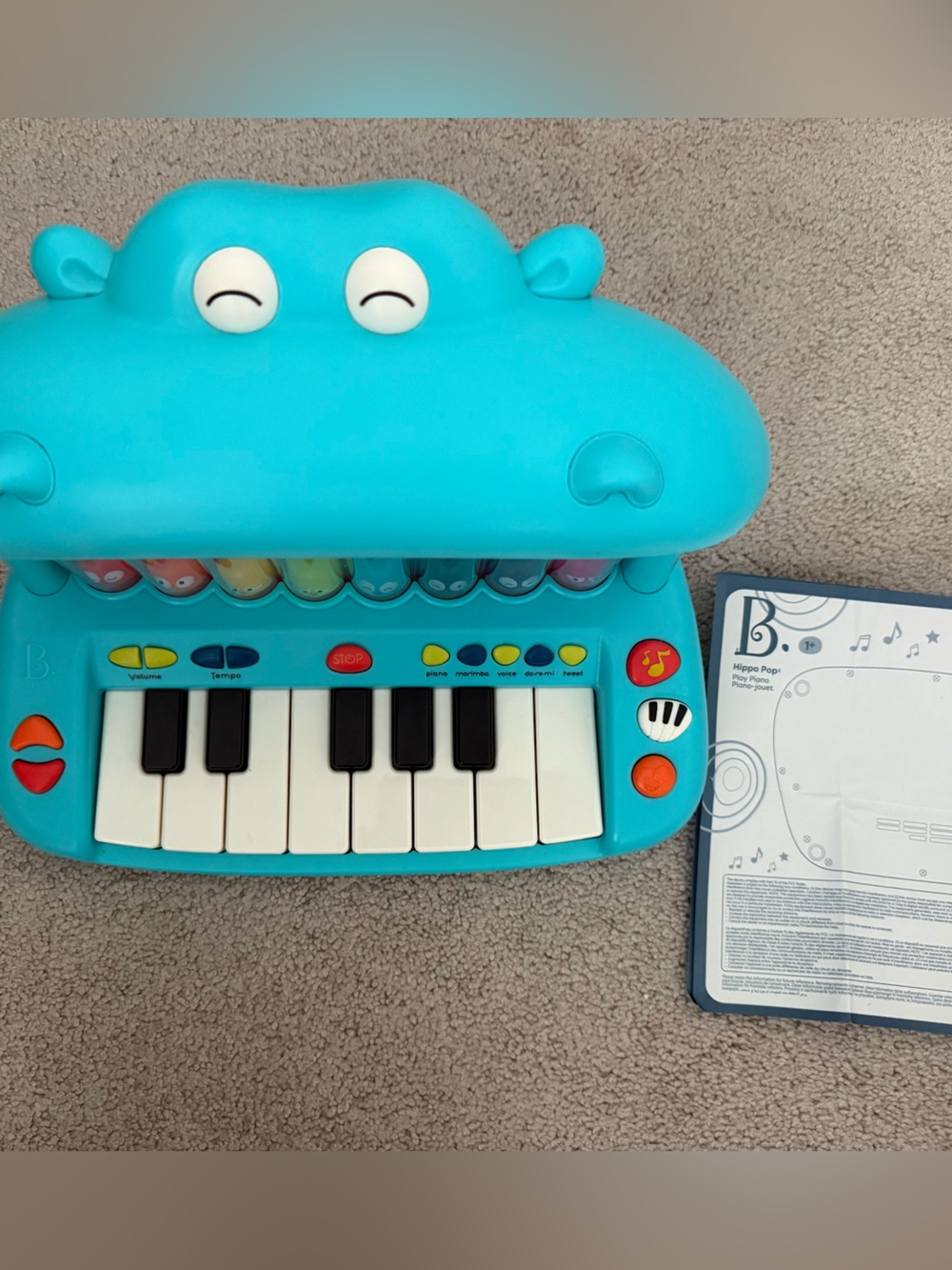 Blue B Toys Hippo Play Piano - Kids Musical Toy